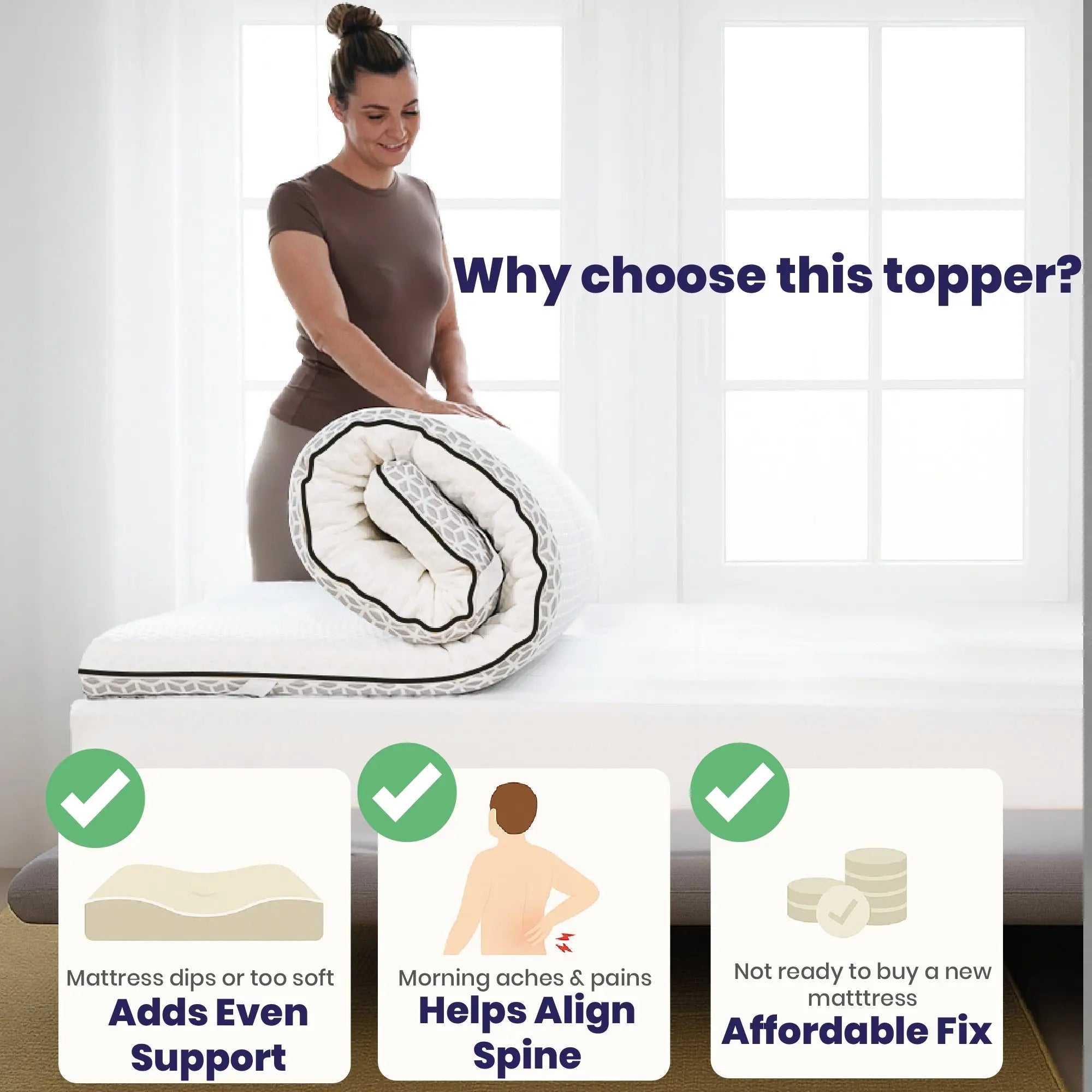 Brightr® Titan 2 in 1 Mattress Firm Mattress Topper - Medium/Firm Brightr® Sleep