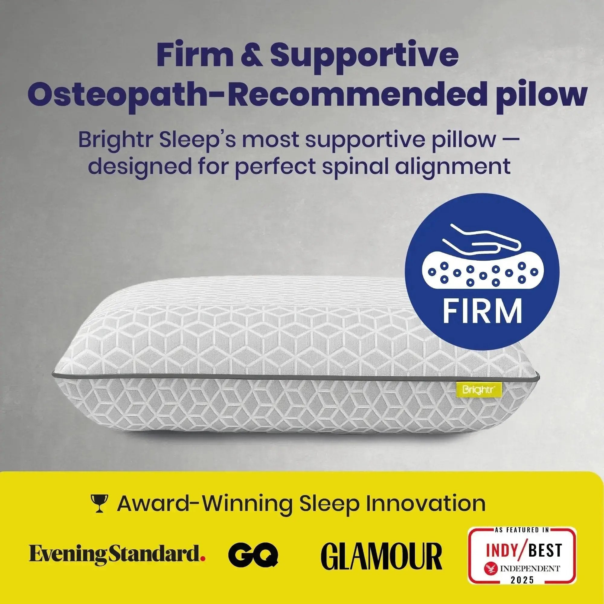Brightr Eclipse Firm Hard Memory foam pillow for neck pains