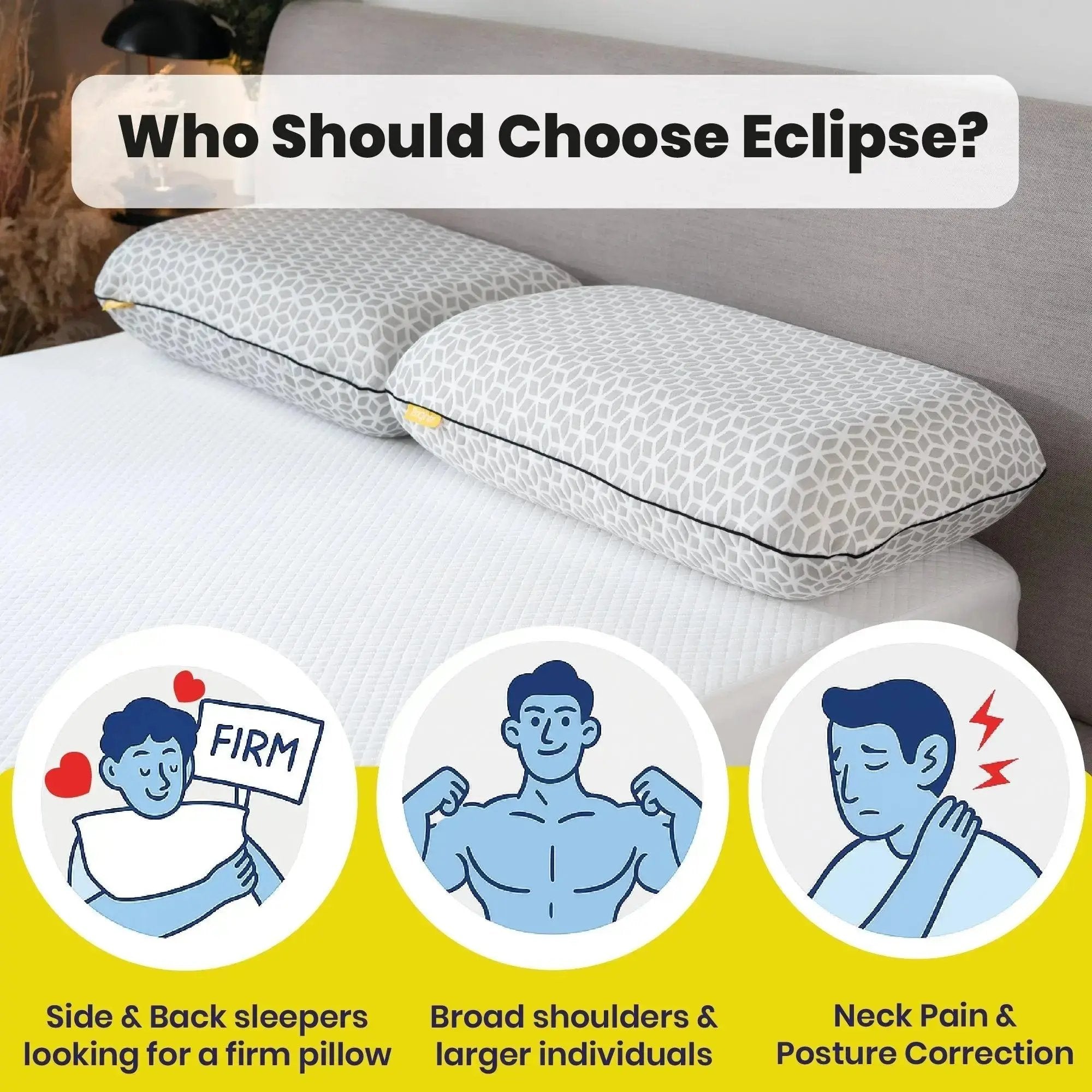 Brightr Eclipse Firm Hard Memory foam pillow for neck pains