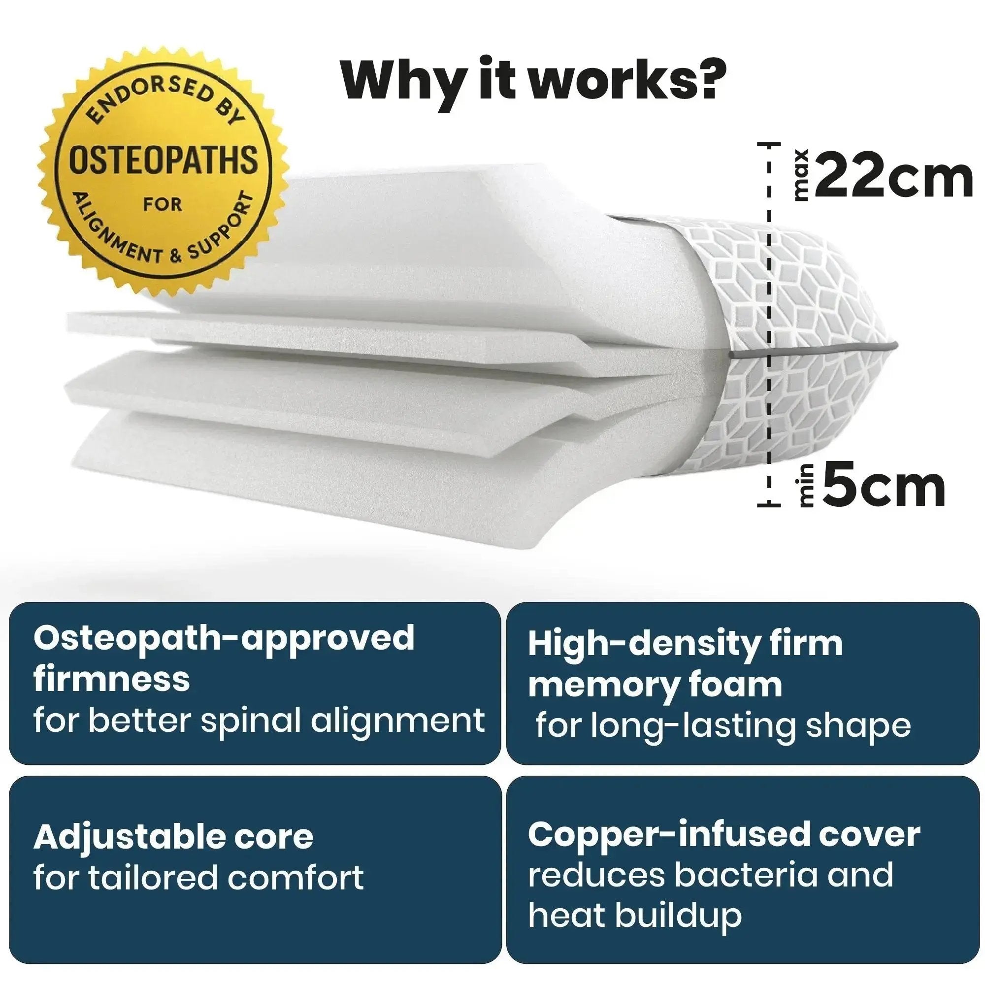 Brightr Eclipse Firm Hard Memory foam pillow for neck pains