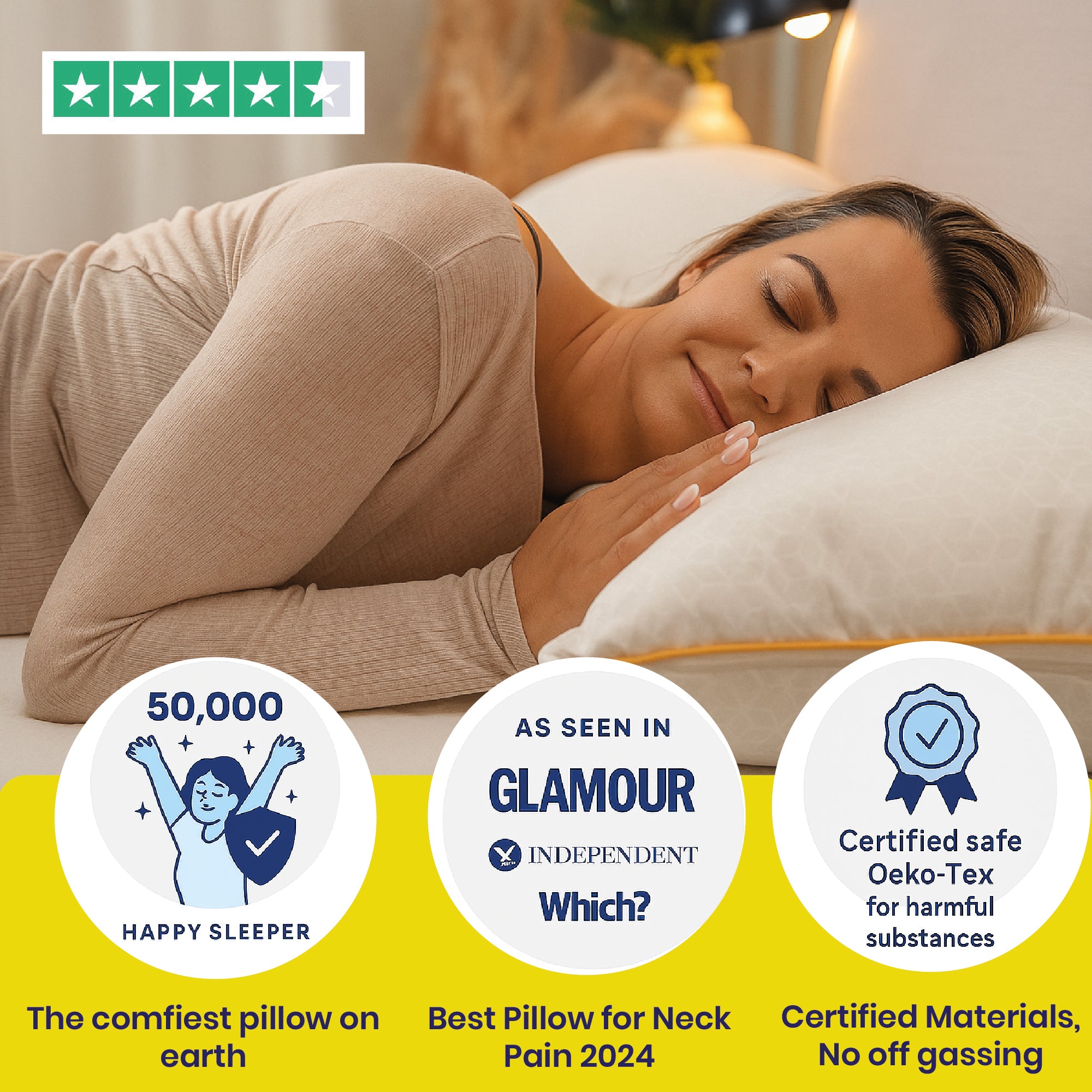 Brightr Stella Best Hybrid Memory Foam Pillow for Neck pains