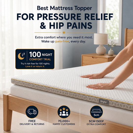 Brightr® Aurora 2 in 1 Best Memory Foam Mattress Topper Soft/Medium Firm