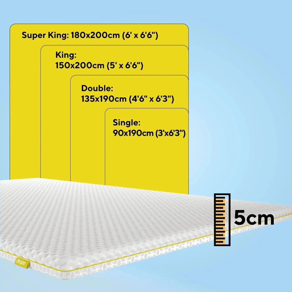 Brightr® Sleep Premium 2 in 1 mattress memory foam topper Best Memory foam Topper for back and hip pains Adjustable 