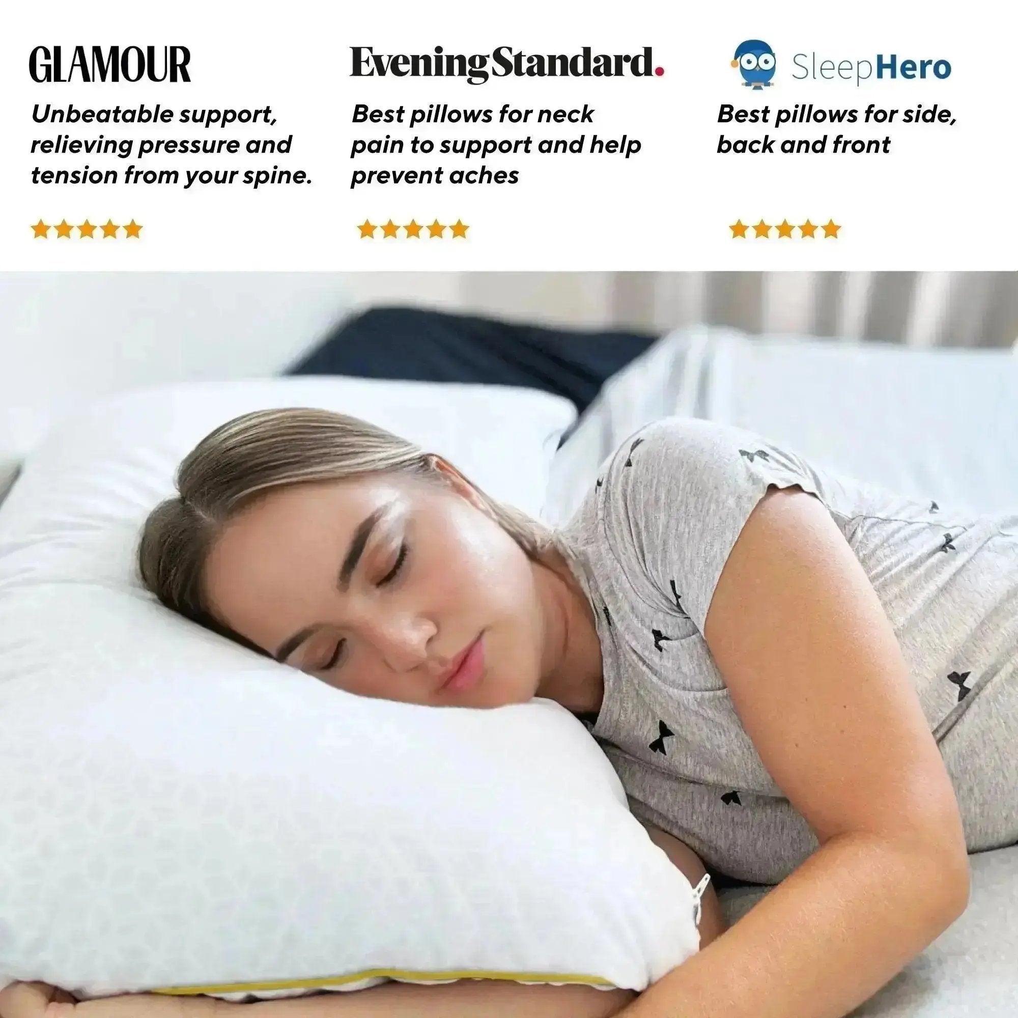 Buy Stella Adjustable Height Hybrid Memory Foam Pillow Double Pack