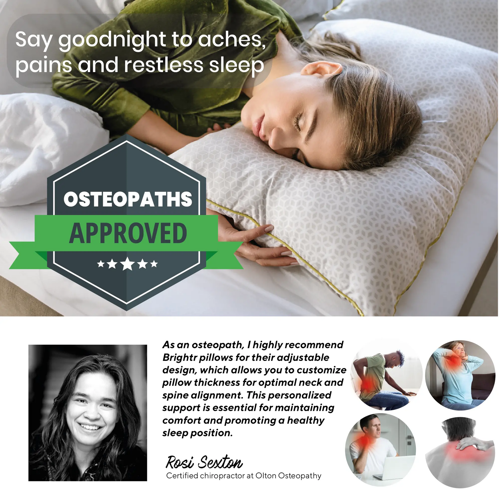 Adjustable Memory Foam Hybrid Pillow by Brightr® Stella - Customizable Comfort