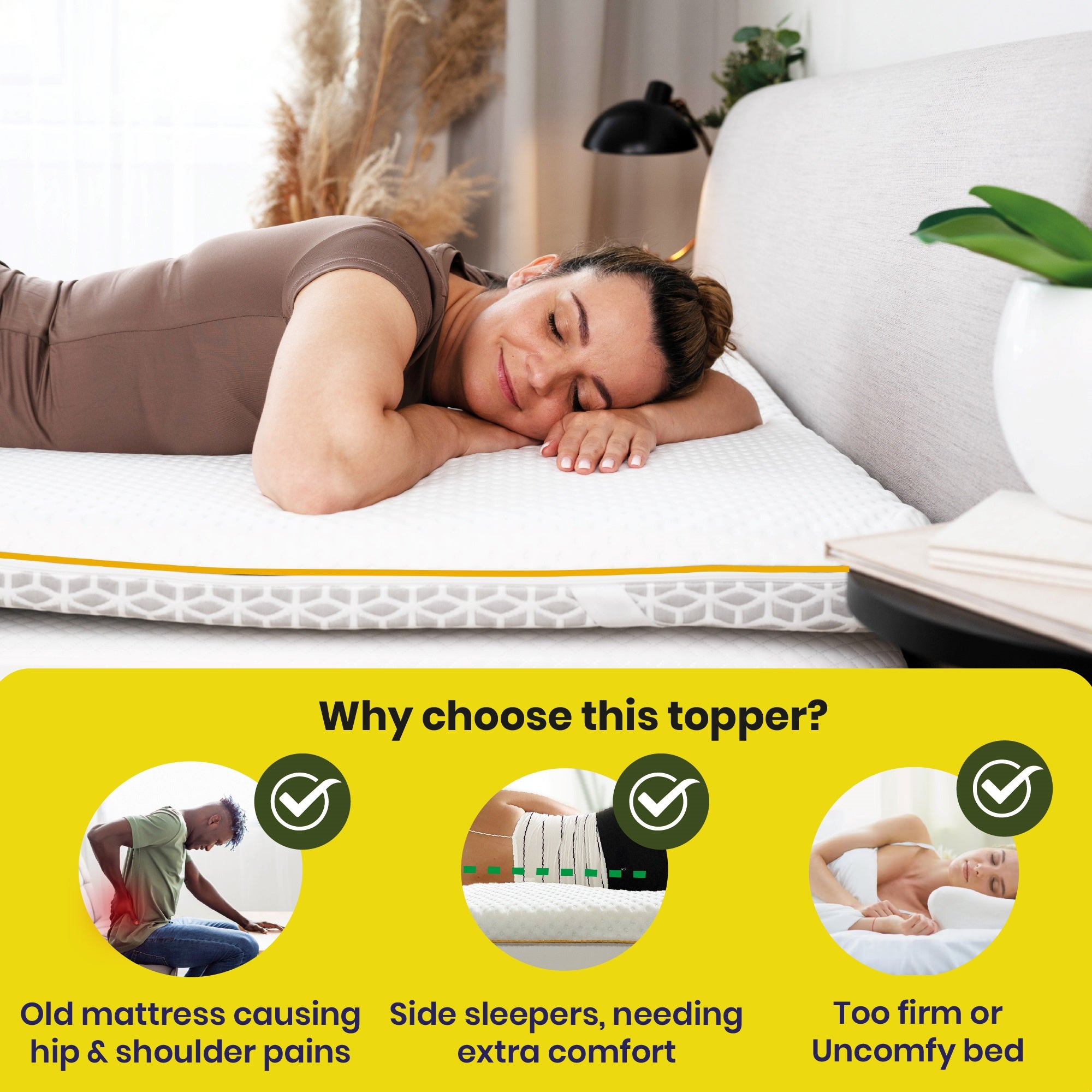 Brightr® Aurora Deluxe 2 in 1 Best Memory Foam mattress topper - Medium Firm