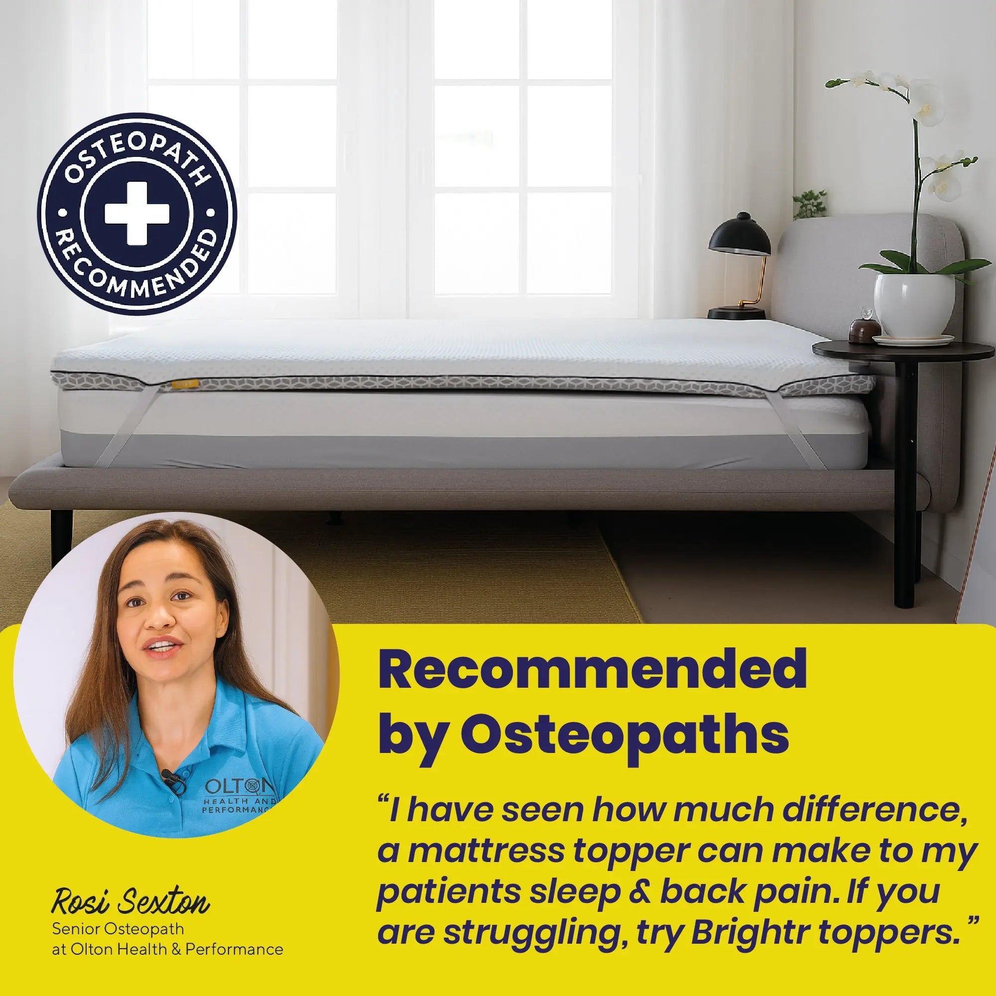 Load video: Osteopath recommended Brightr Titan Firm Extra Firm Mattress Topper 8cm