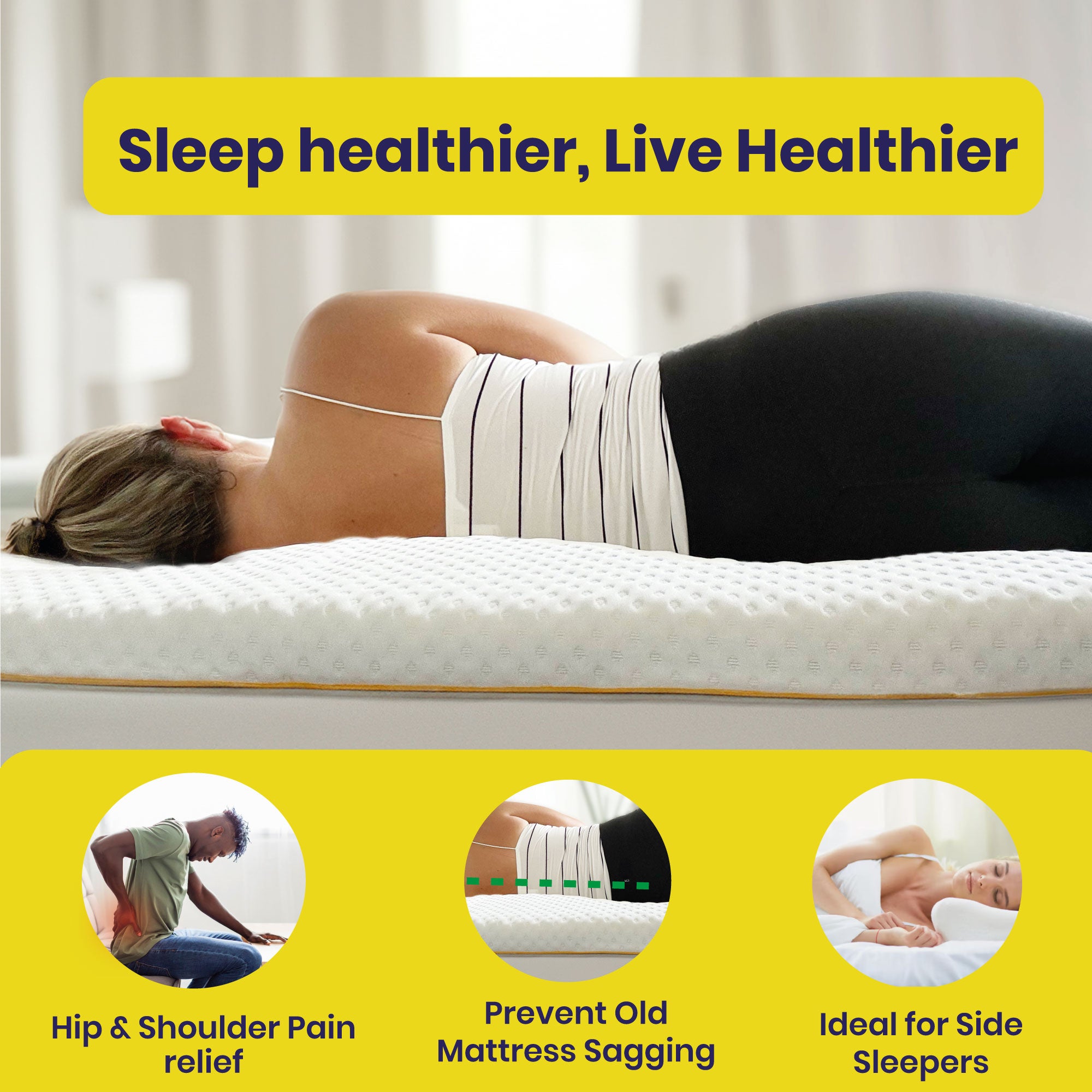 Brightr Aurora Deluxe Memory Foam Mattress Topper for hip and shoulder pains