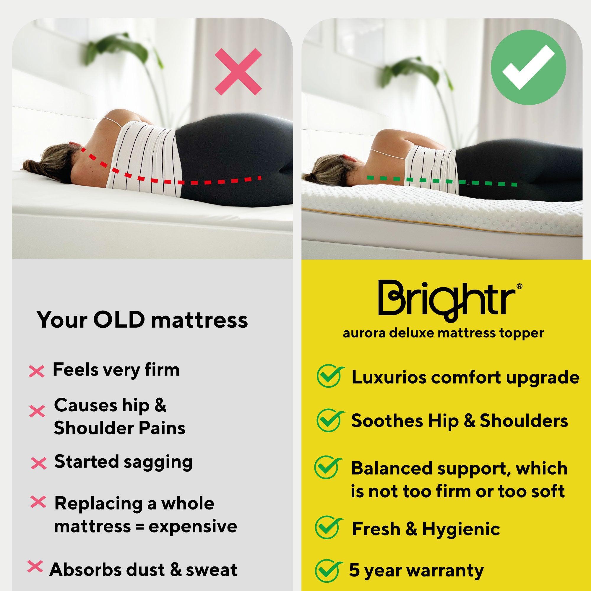 Brightr Aurora Deluxe  Mmeory foam Mattress Topper Thick Mattress Topper