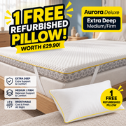 Brightr Aurora Deluxe Refurbished Medium Firm Memory Foam  Mattress Topper 8cm deep