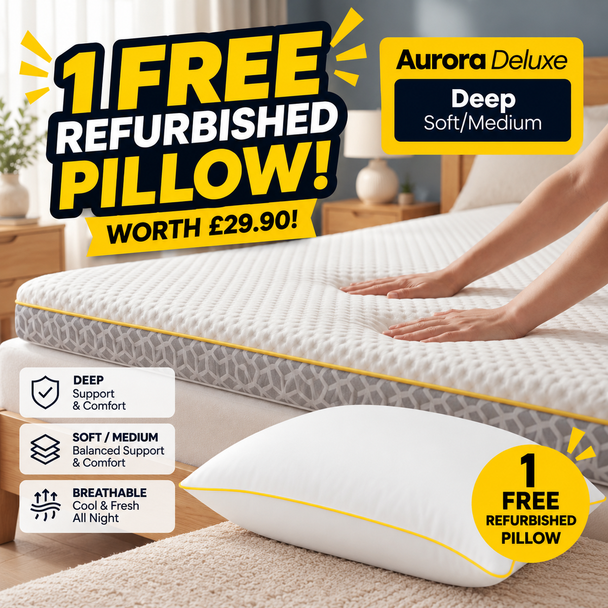 Brightr Aurora Refurbished Memory Foam  Mattress Topper 5cm deep