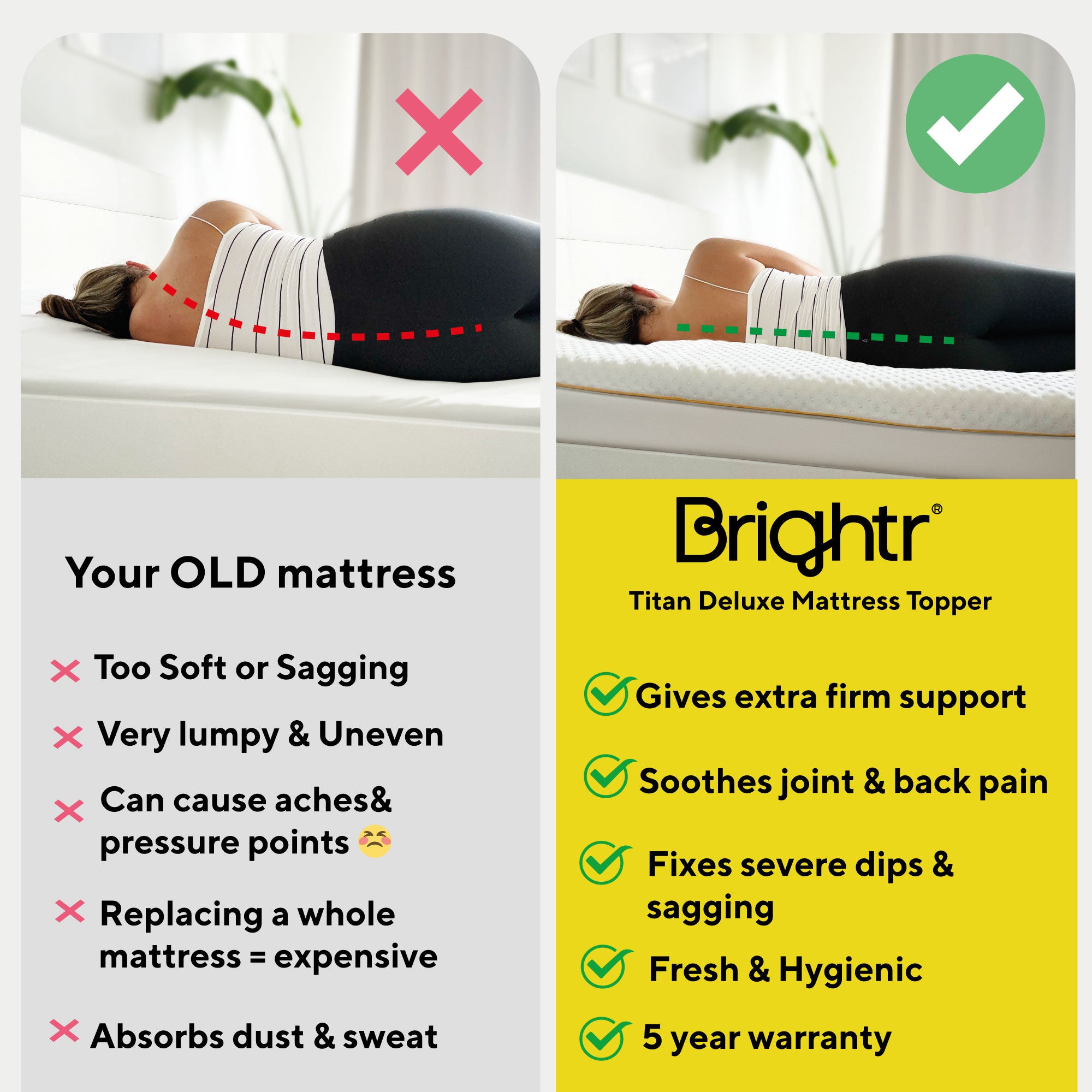 Brightr Deluxe Titan Firm Extra Firm Mattress topper