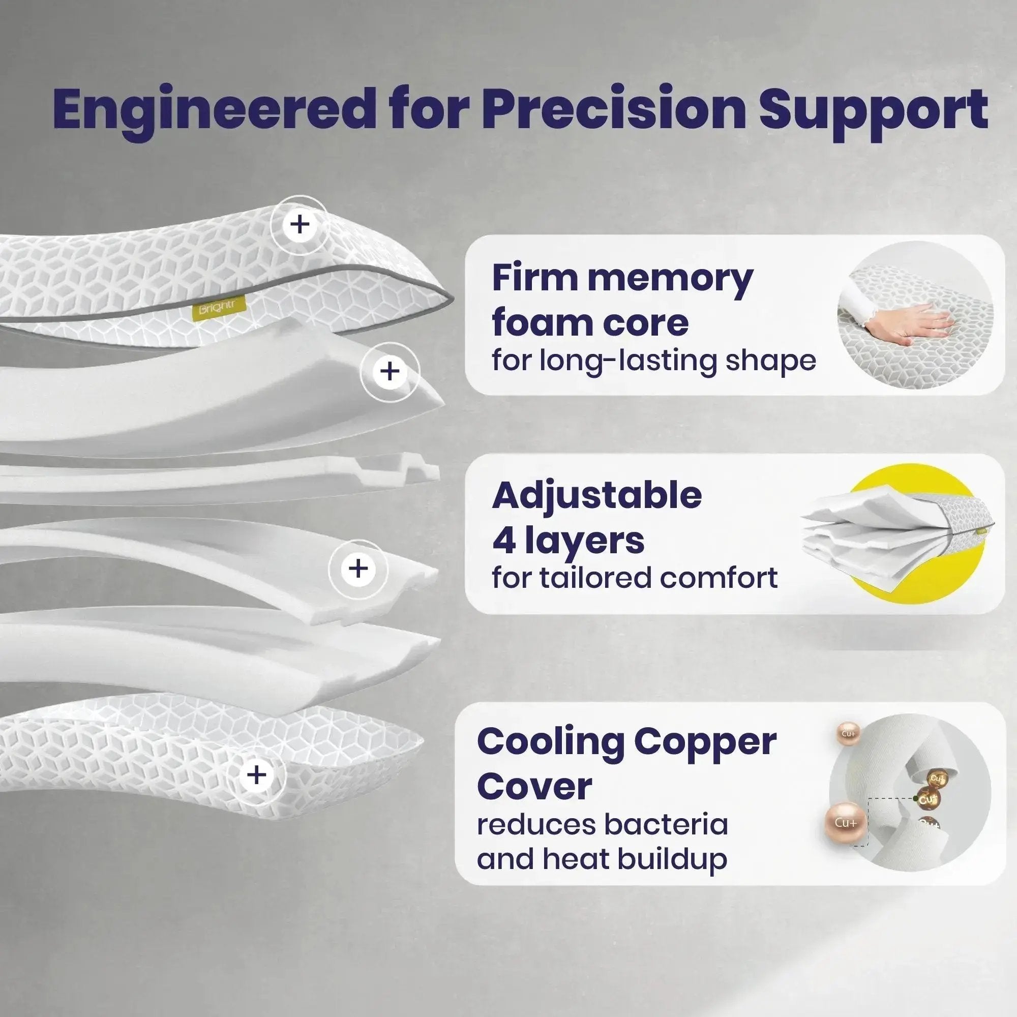 Brightr Eclipse Firm Hard Memory foam pillow for neck pains