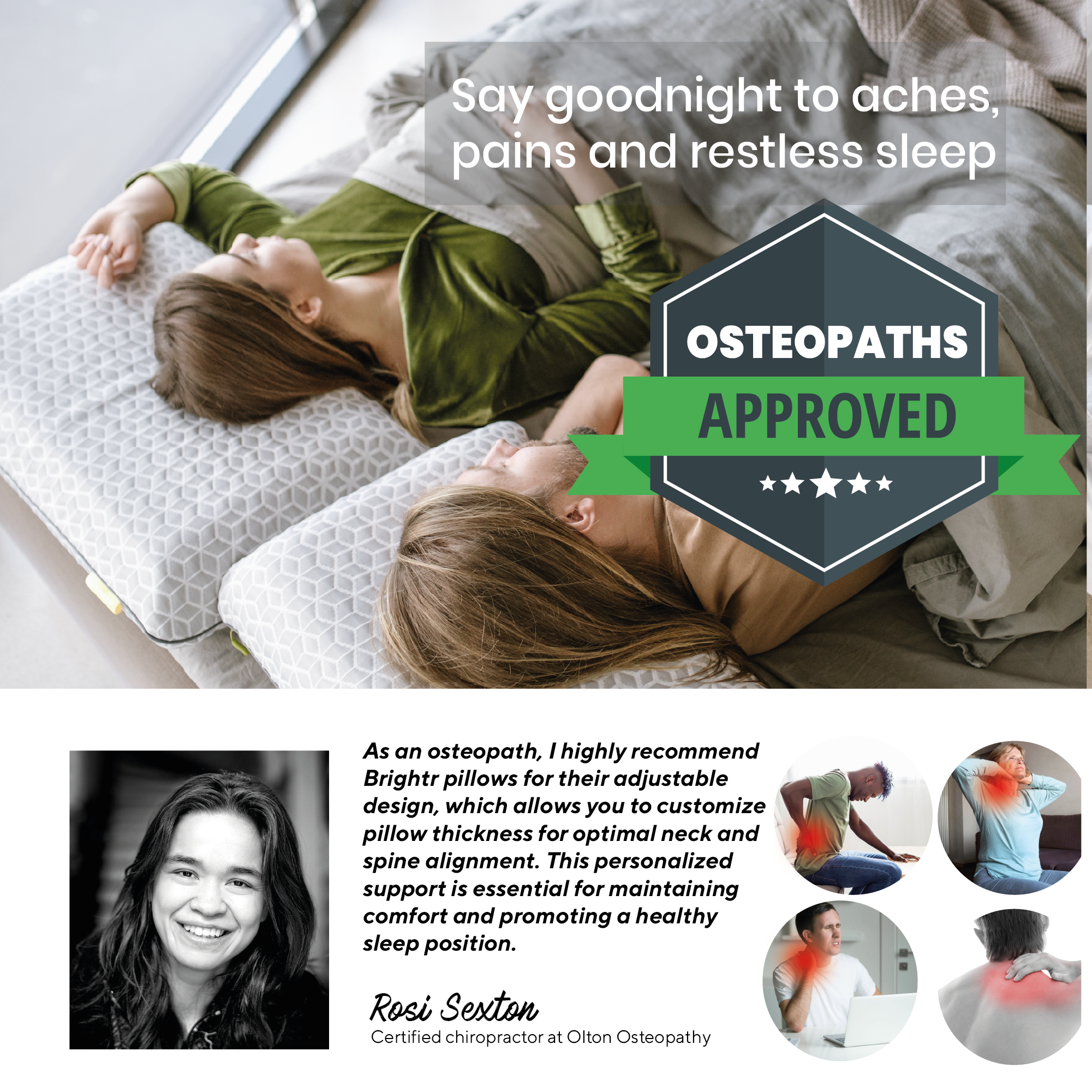 Brightr® Eclipse Orthopedic Memory Foam Pillow - Cooling Support for Neck Pain Relief