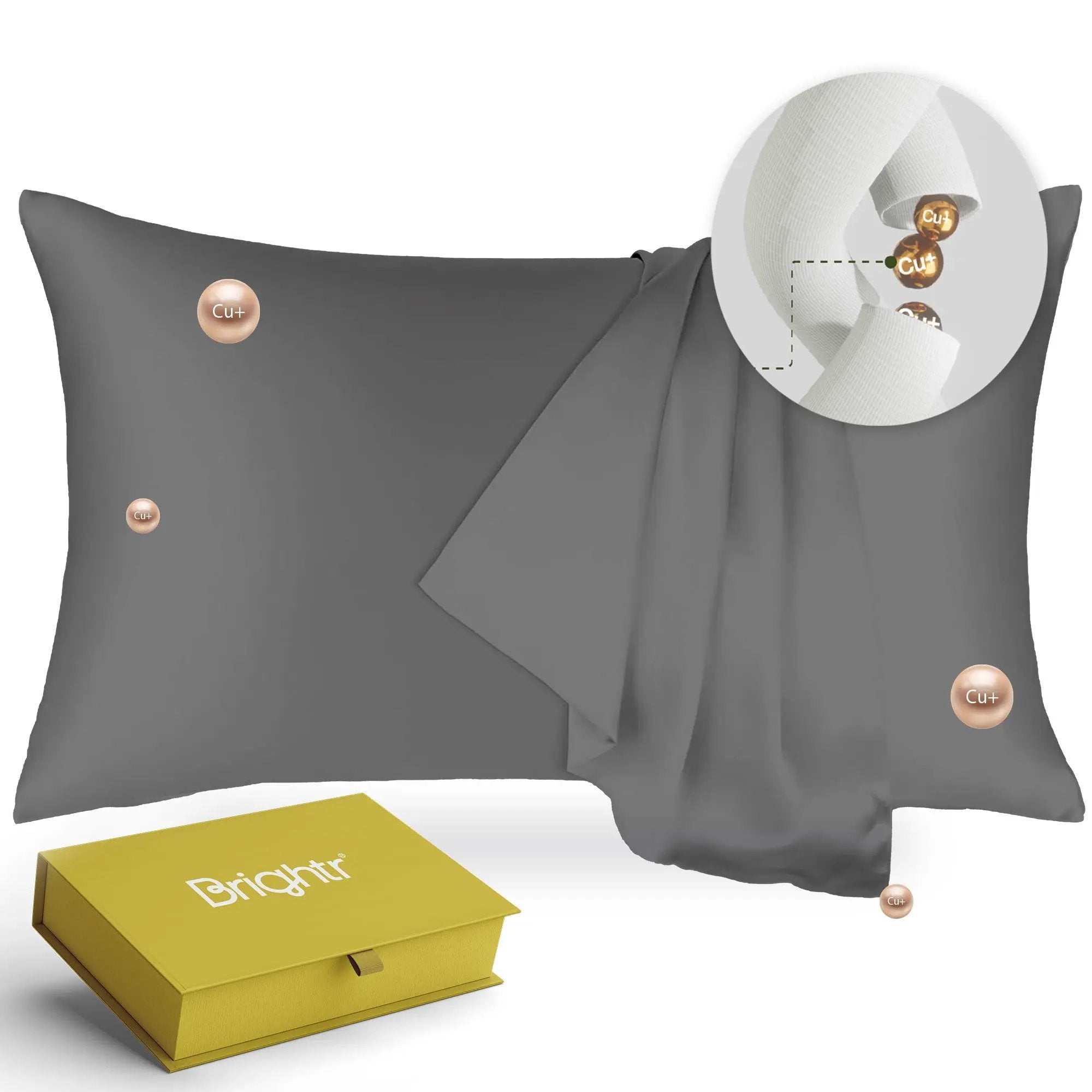 Brightr Eucalyptus Silk pillowcases with Copper Ions Gray