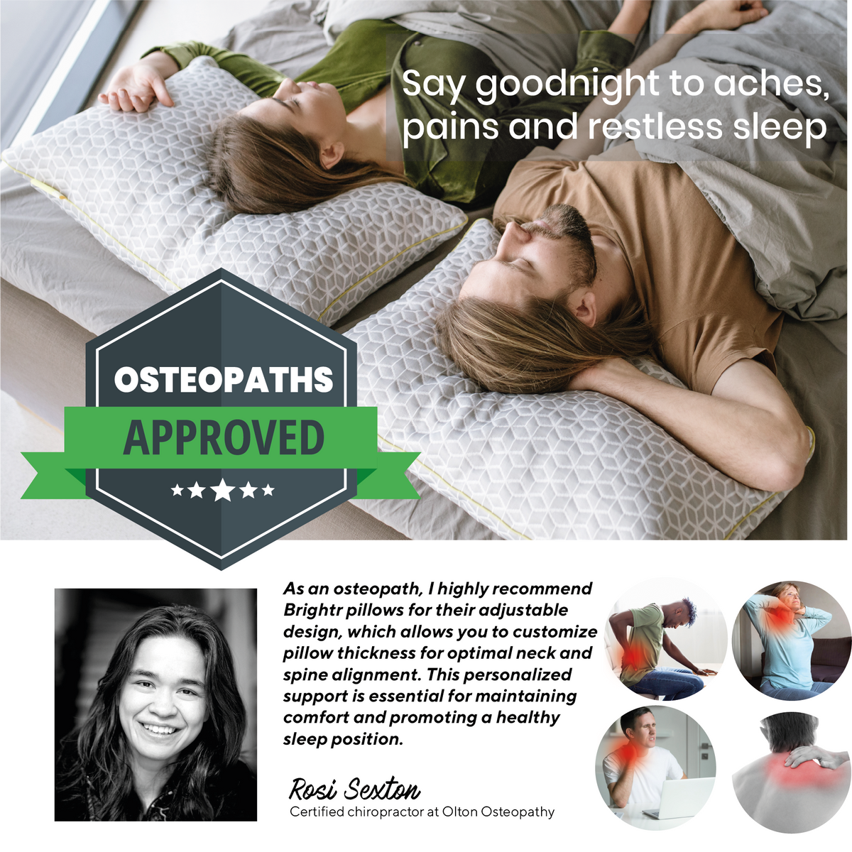 Brightr® Luna Adjustable Memory Foam Pillow - Customizable Support