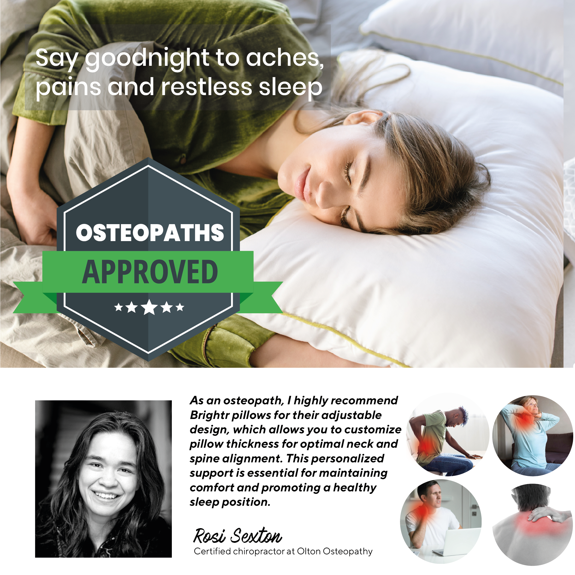 Brightr Nox Adjustable Down Alternative Pillow - Customizable Comfort