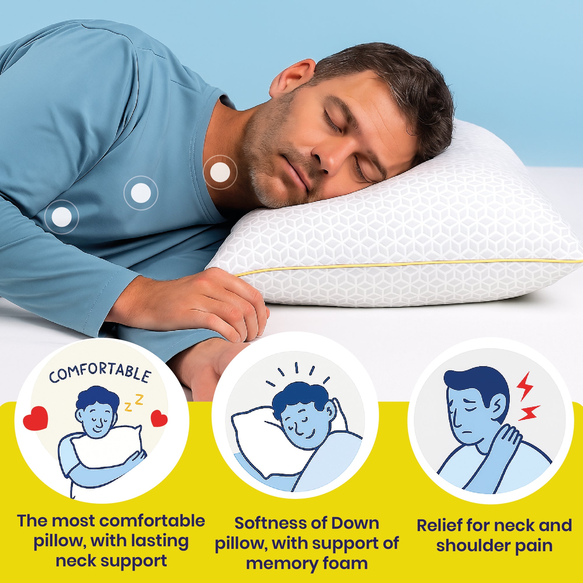 Brightr Stella Best Hybrid Memory Foam Pillow for Neck pains