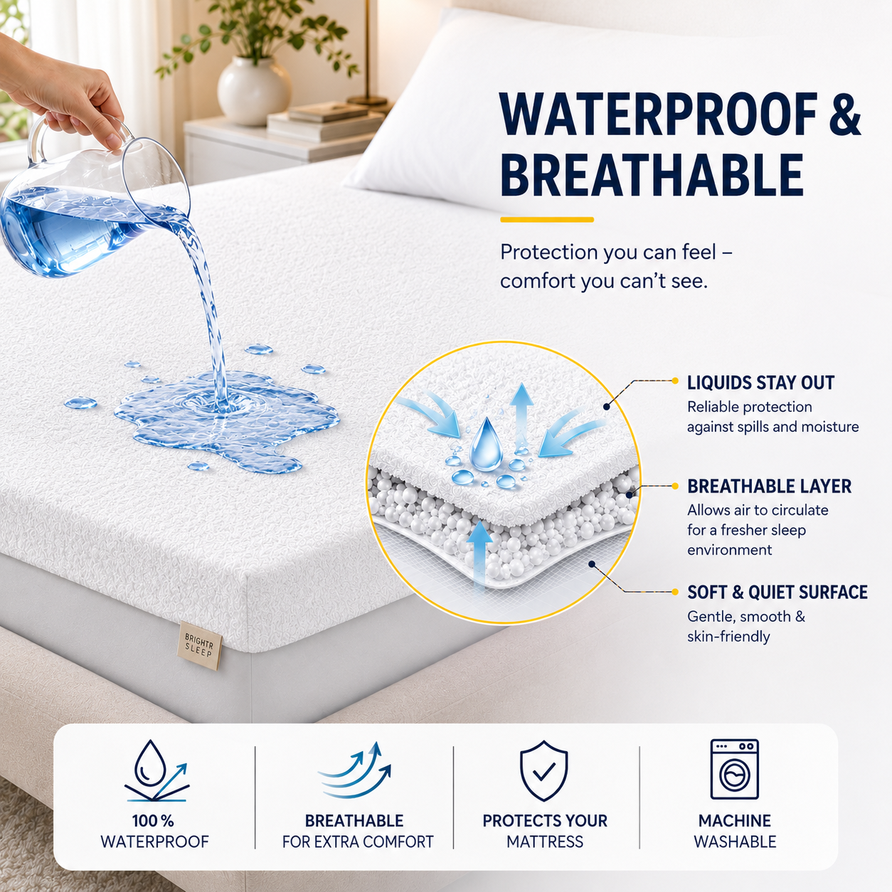 Brightr® SleepGuard Waterproof Mattress Protector
