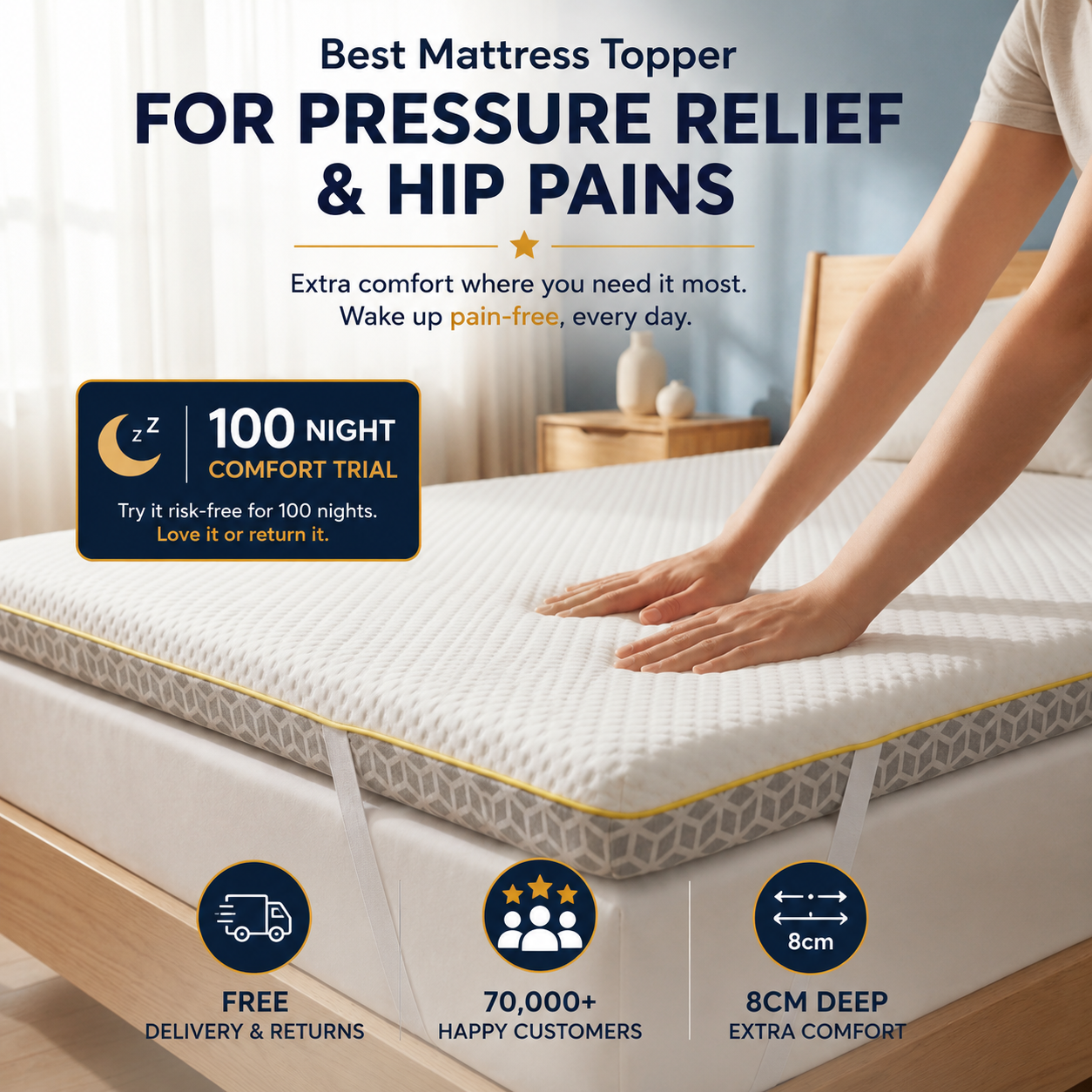 Brightr® Aurora Deluxe 2 in 1 Best Memory Foam mattress topper - Medium Firm