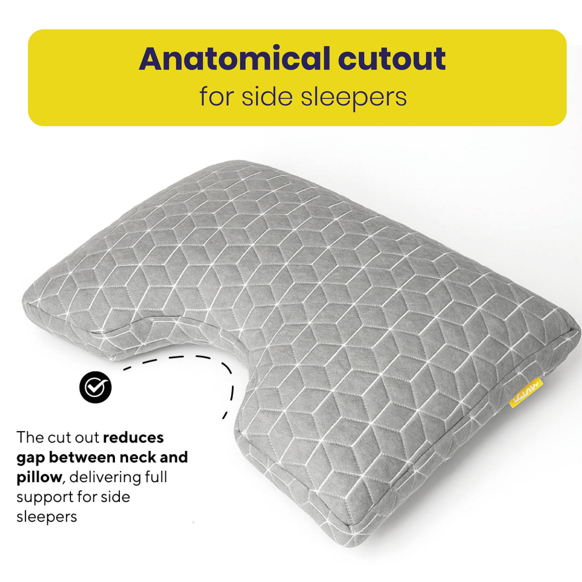 Brightr® MoonHug adjustable memory foam cut out pillow.