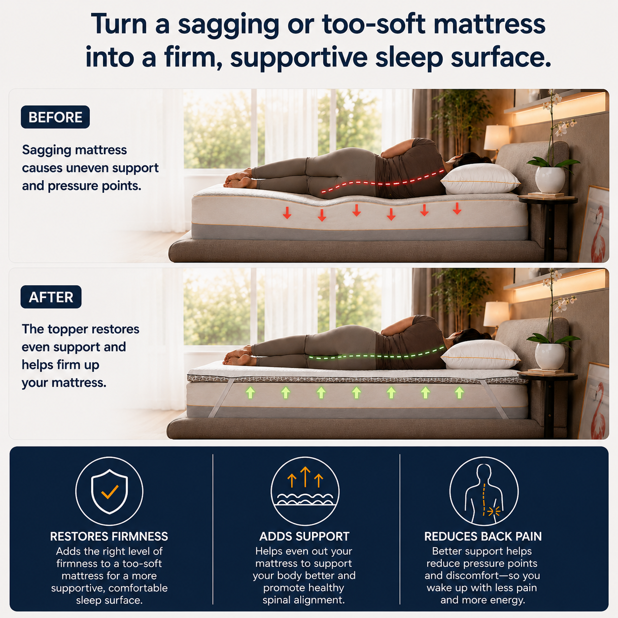 Brightr®  Titan 2 in 1 Mattress Firm Mattress Topper  - Medium/Firm