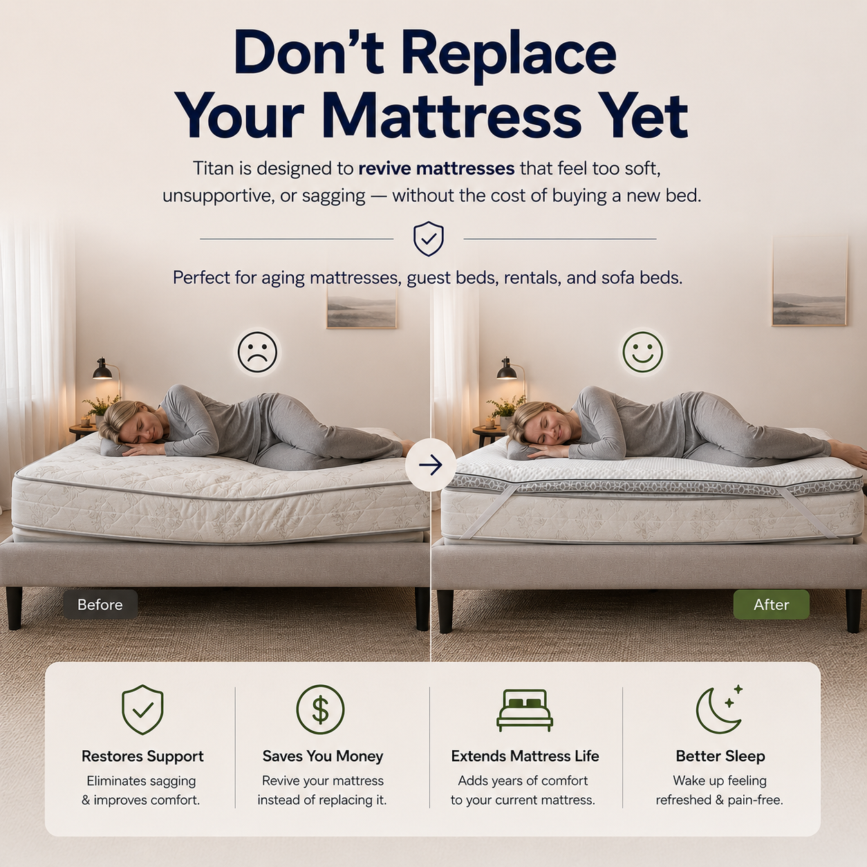 Brightr®  Titan 2 in 1 Mattress Firm Mattress Topper  - Medium/Firm