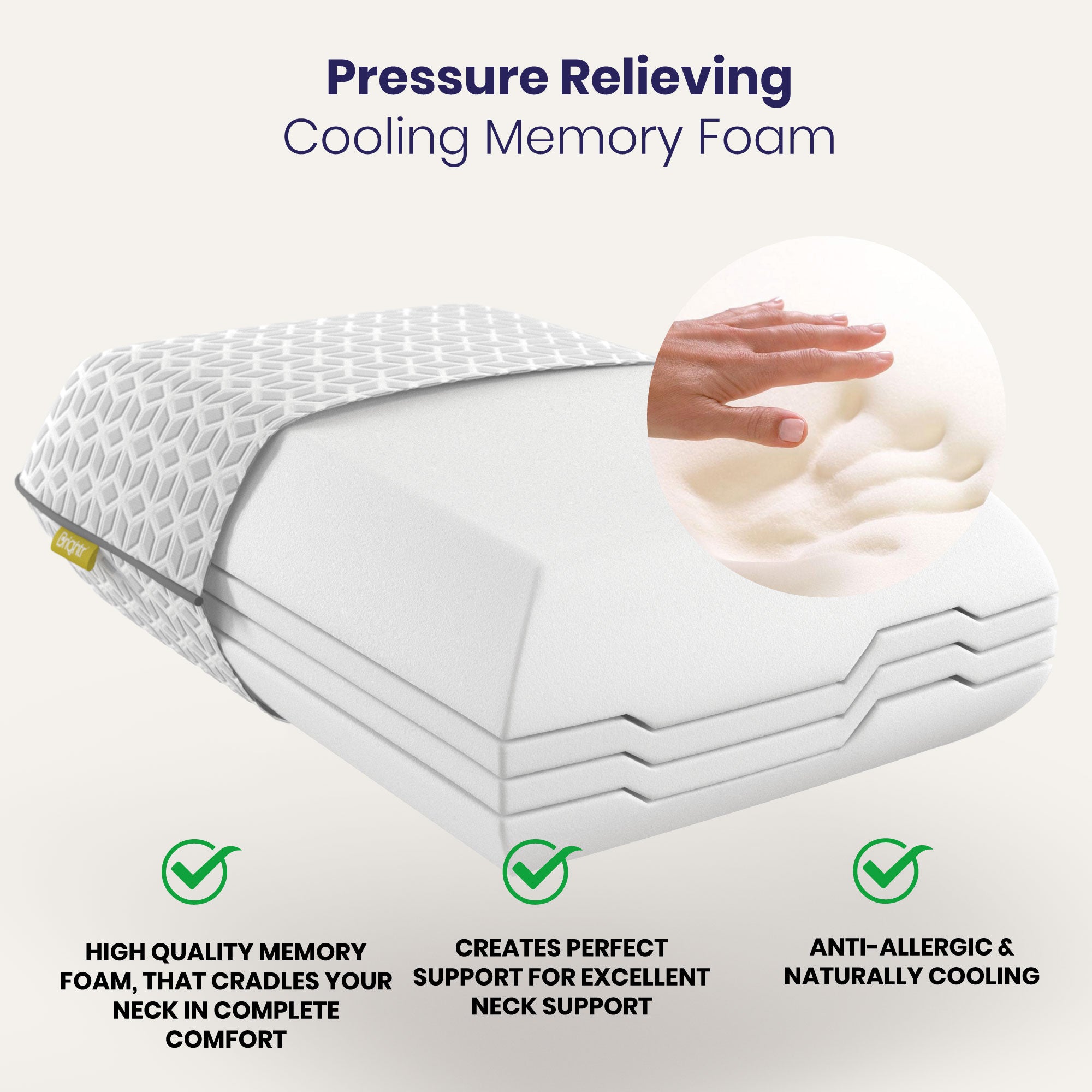 Brightr® Eclipse Orthopedic Memory Foam Pillow - Cooling Support for Neck Pain Relief