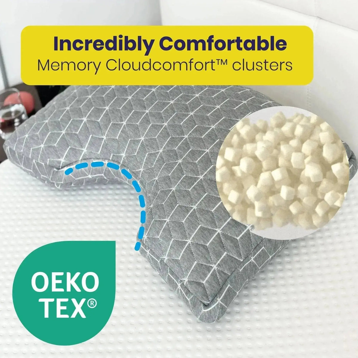 Brightr® MoonHug adjustable memory foam cut out pillow.