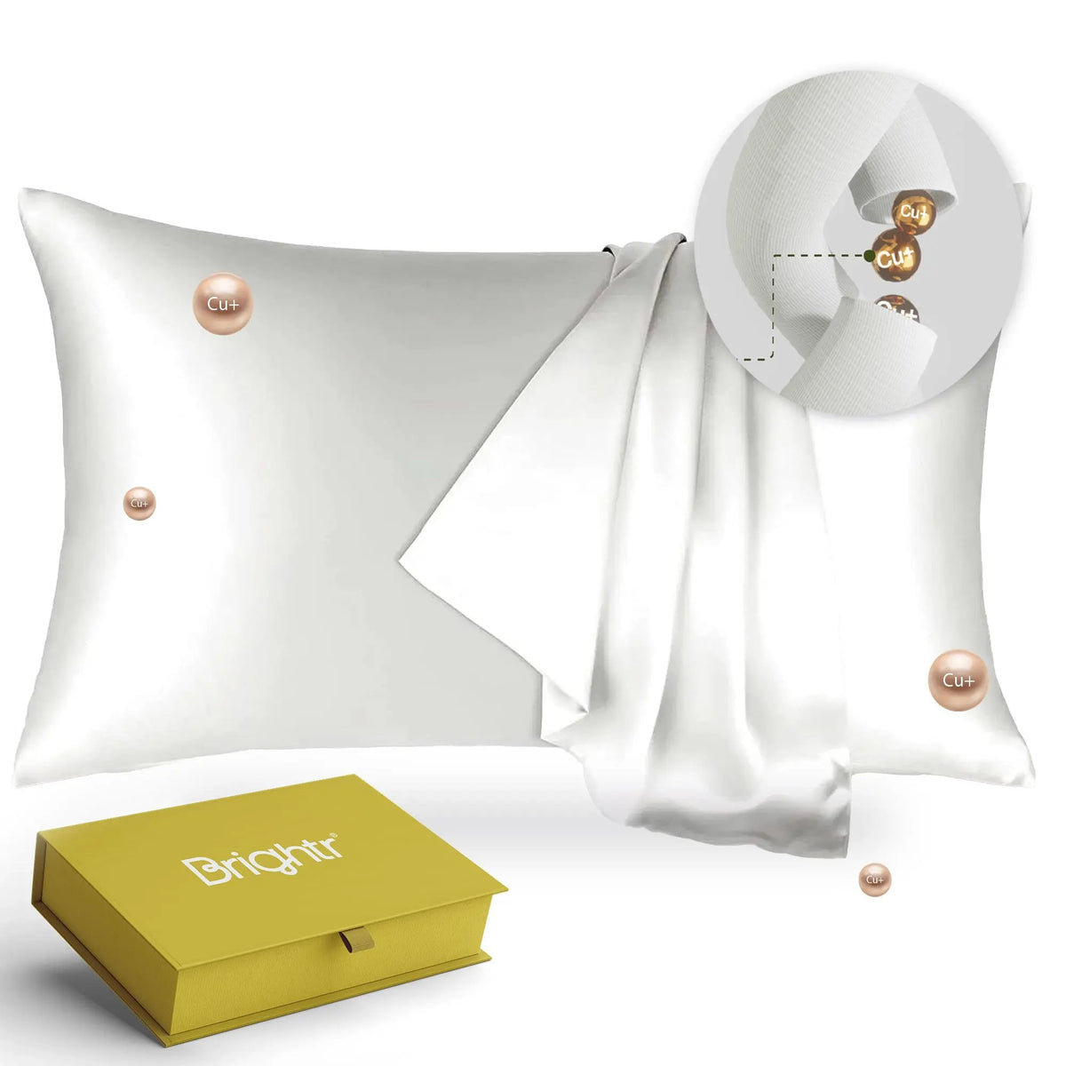 Brightr® Copperdefense Eucalyptus Silk Pillowcase | Anti-Aging, Anti-Acne, Cooling Brightr®