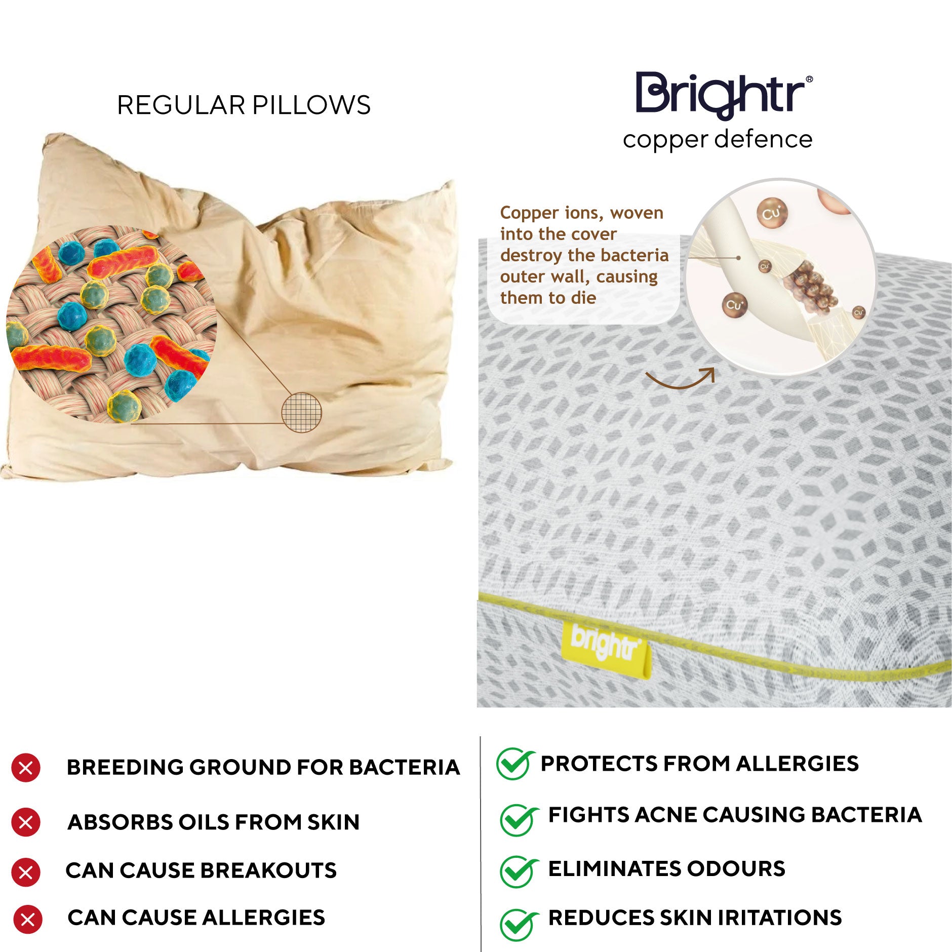 Adjustable Memory Foam Hybrid Pillow by Brightr® Stella - Customizable Comfort